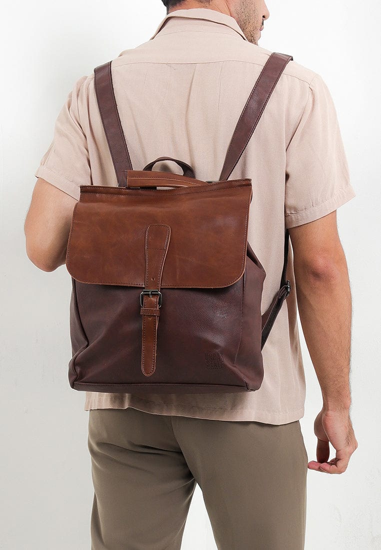 Distressed Leather Hunter Backpack - Dark Brown