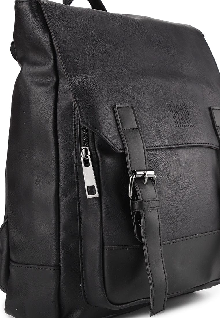 Distressed Leather Relay Backpack - Black