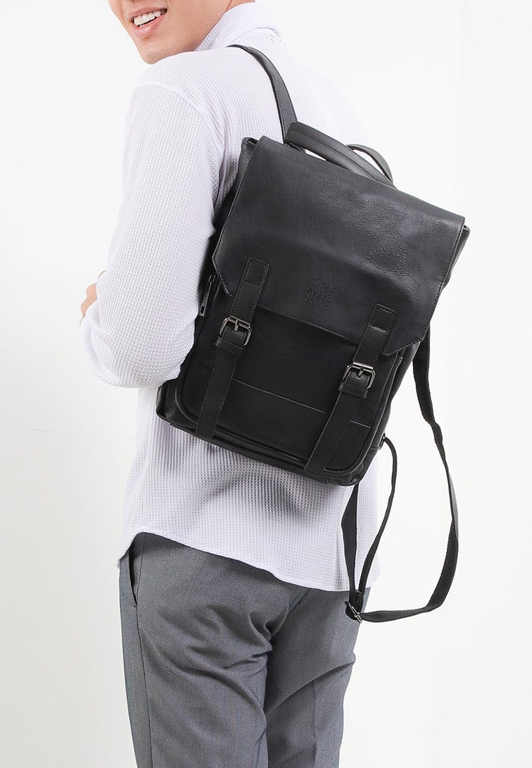 Distressed Leather Relay Backpack - Black