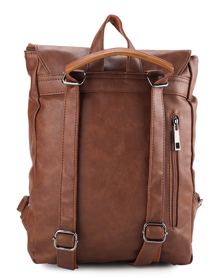 Distressed Leather Relay Backpack - Camel