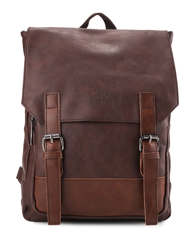 Distressed Leather Relay Backpack - Dark Brown