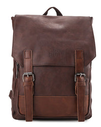 Distressed Leather Relay Backpack - Dark Brown