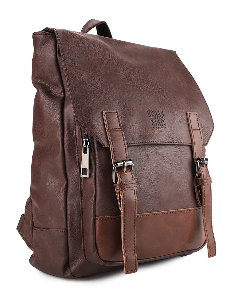 Distressed Leather Relay Backpack - Dark Brown