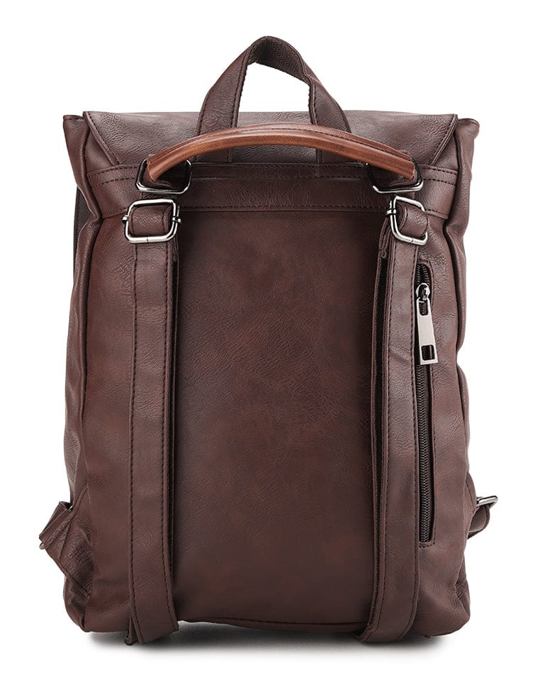 Distressed Leather Relay Backpack - Dark Brown