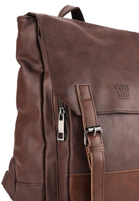 Distressed Leather Relay Backpack - Dark Brown