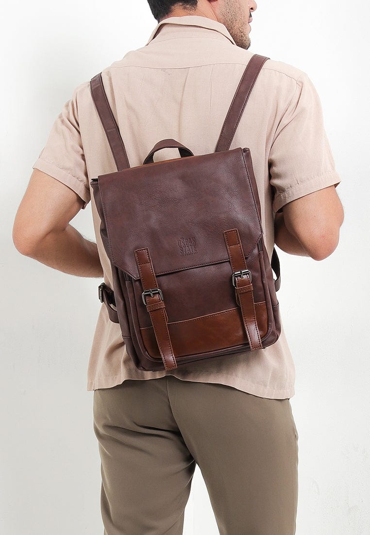 Distressed Leather Relay Backpack - Dark Brown