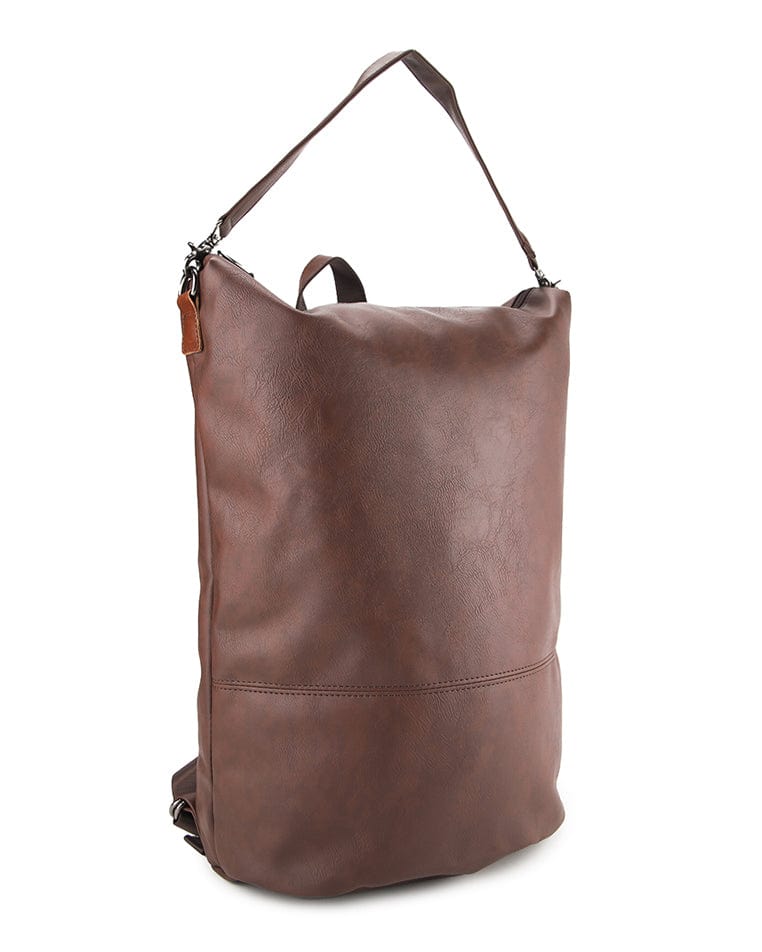 Distressed Leather Essential Backpack - Dark Brown