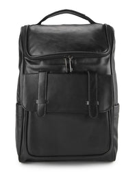 Distressed Leather Expedition Backpack - Black