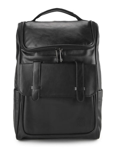 Distressed Leather Expedition Backpack - Black