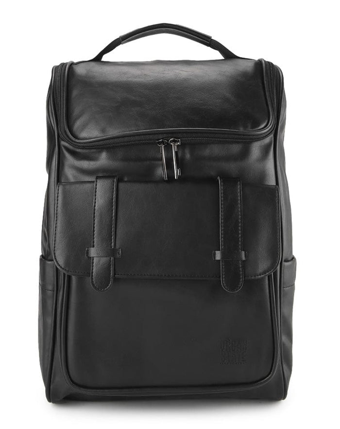 Distressed Leather Expedition Backpack - Black