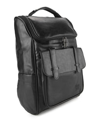 Distressed Leather Expedition Backpack - Black