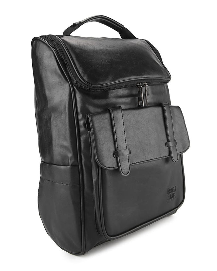 Distressed Leather Expedition Backpack - Black