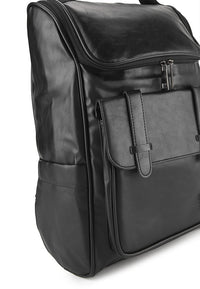 Distressed Leather Expedition Backpack - Black