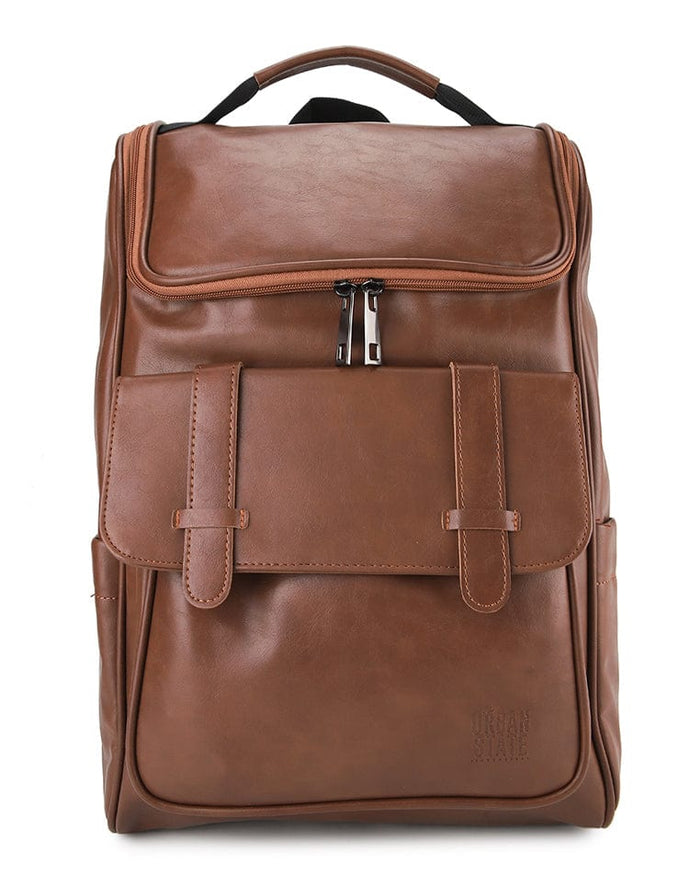 Distressed Leather Expedition Backpack - Camel