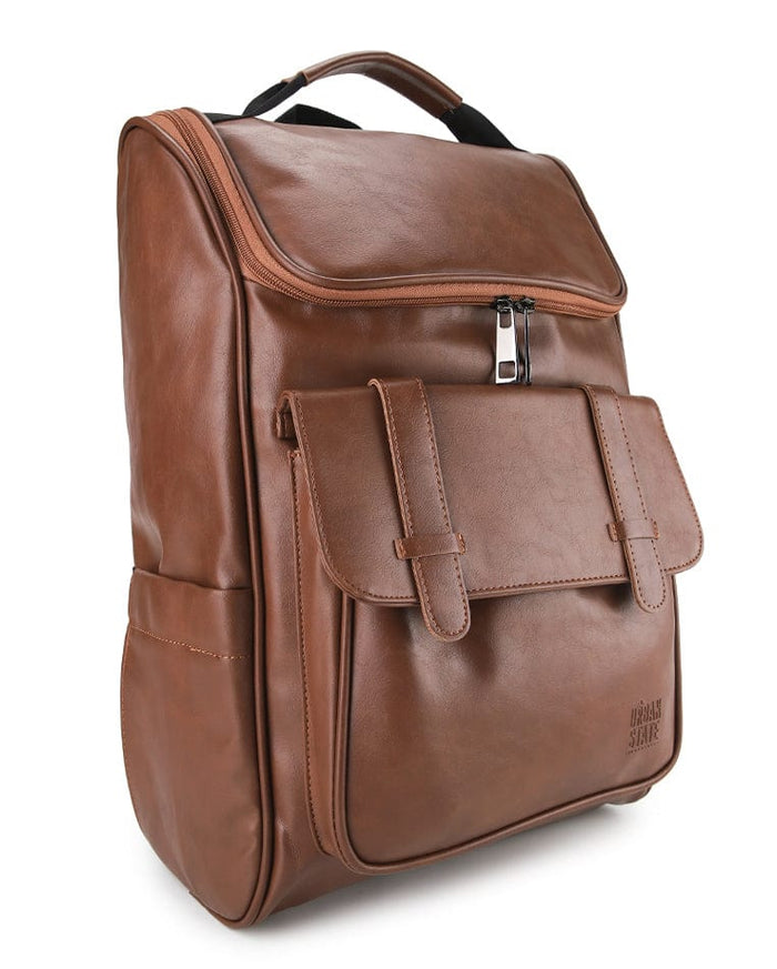 Distressed Leather Expedition Backpack - Camel
