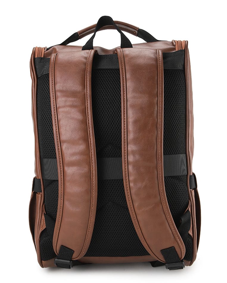 Distressed Leather Expedition Backpack - Camel