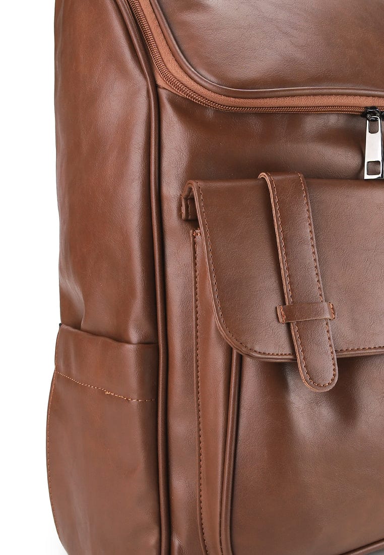 Distressed Leather Expedition Backpack - Camel