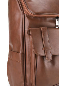Distressed Leather Expedition Backpack - Camel