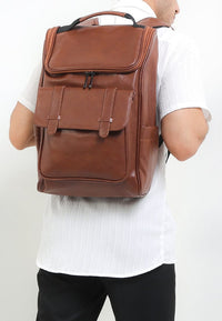 Distressed Leather Expedition Backpack - Camel
