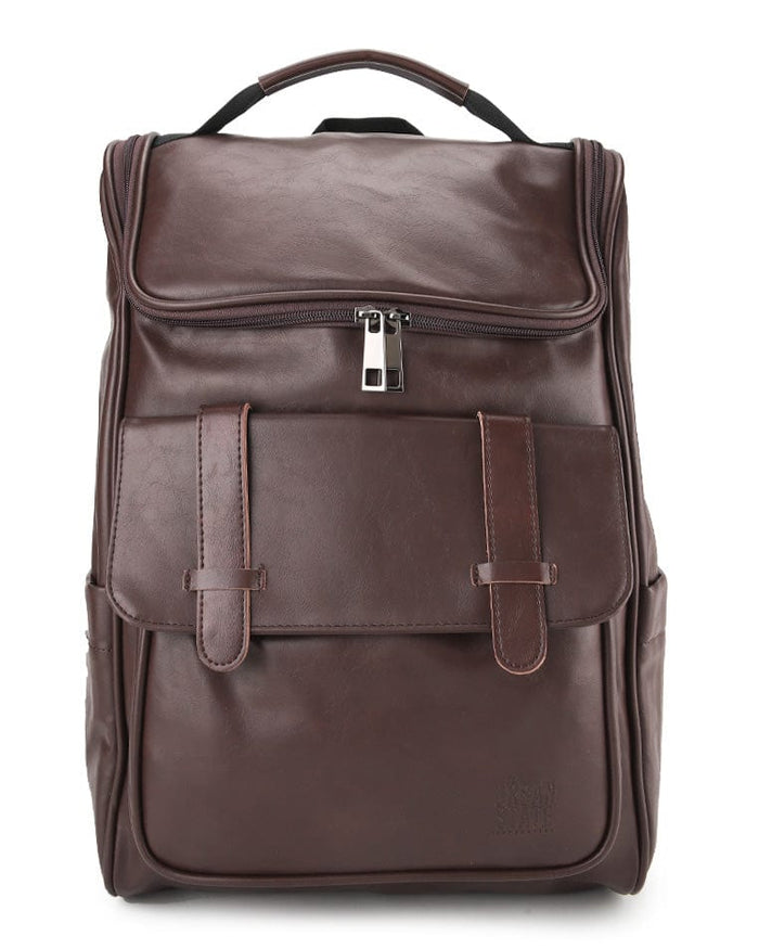 Distressed Leather Expedition Backpack - Dark Brown