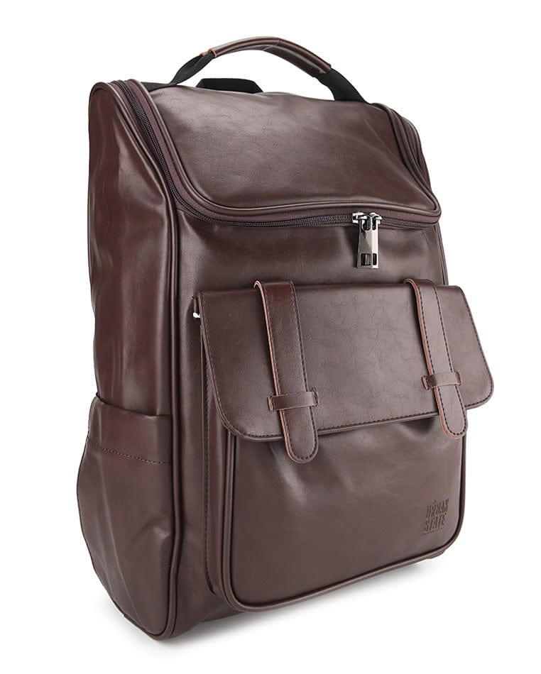 Distressed Leather Expedition Backpack - Dark Brown