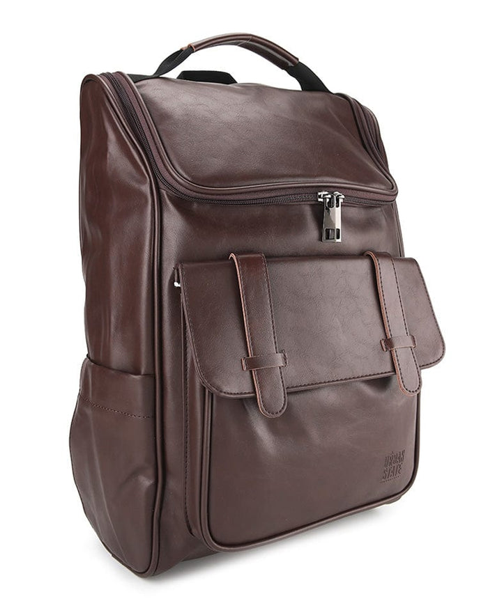 Distressed Leather Expedition Backpack - Dark Brown