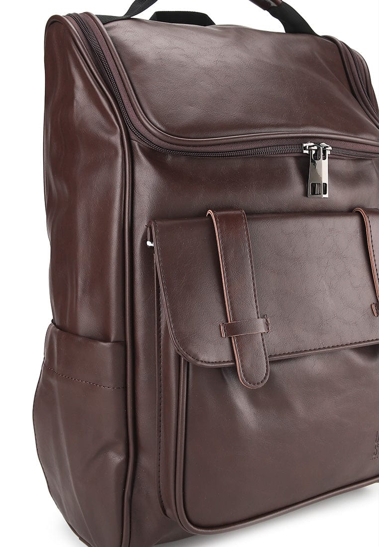 Distressed Leather Expedition Backpack - Dark Brown