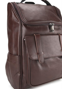 Distressed Leather Expedition Backpack - Dark Brown