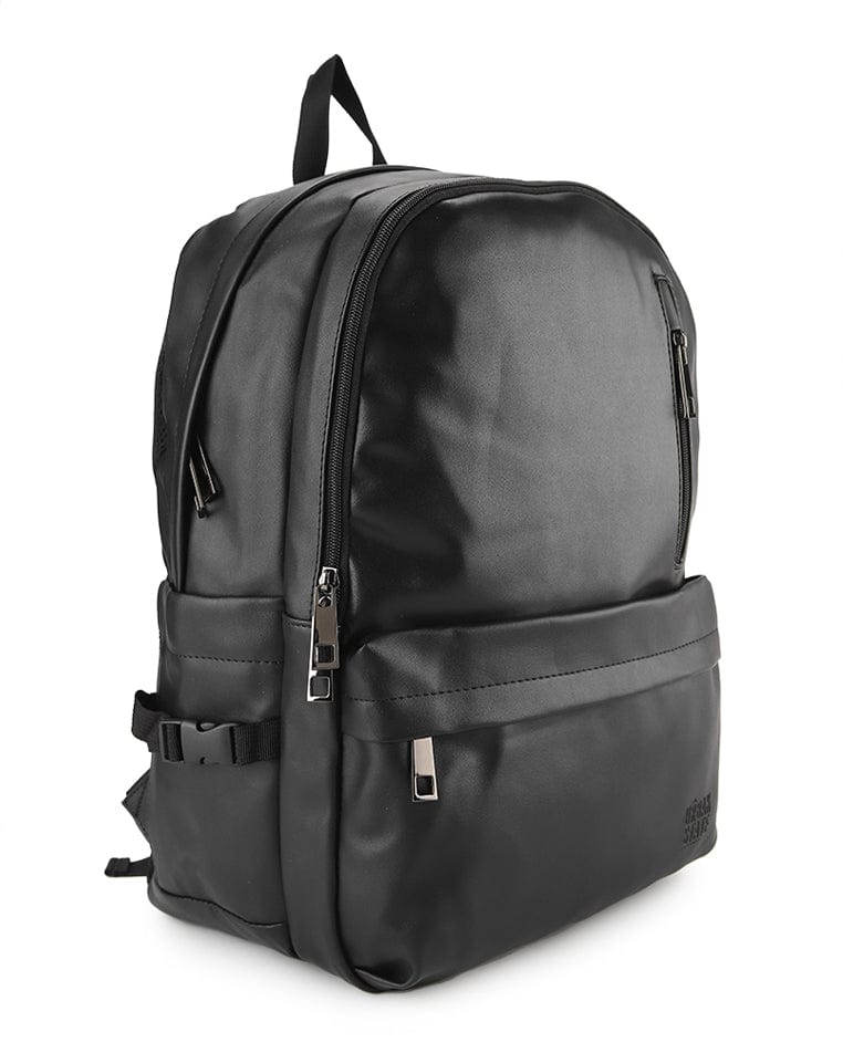 Distressed Leather Cityform Backpack - Black