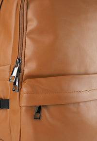 Distressed Leather Cityform Backpack - Camel