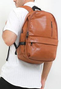 Distressed Leather Cityform Backpack - Camel