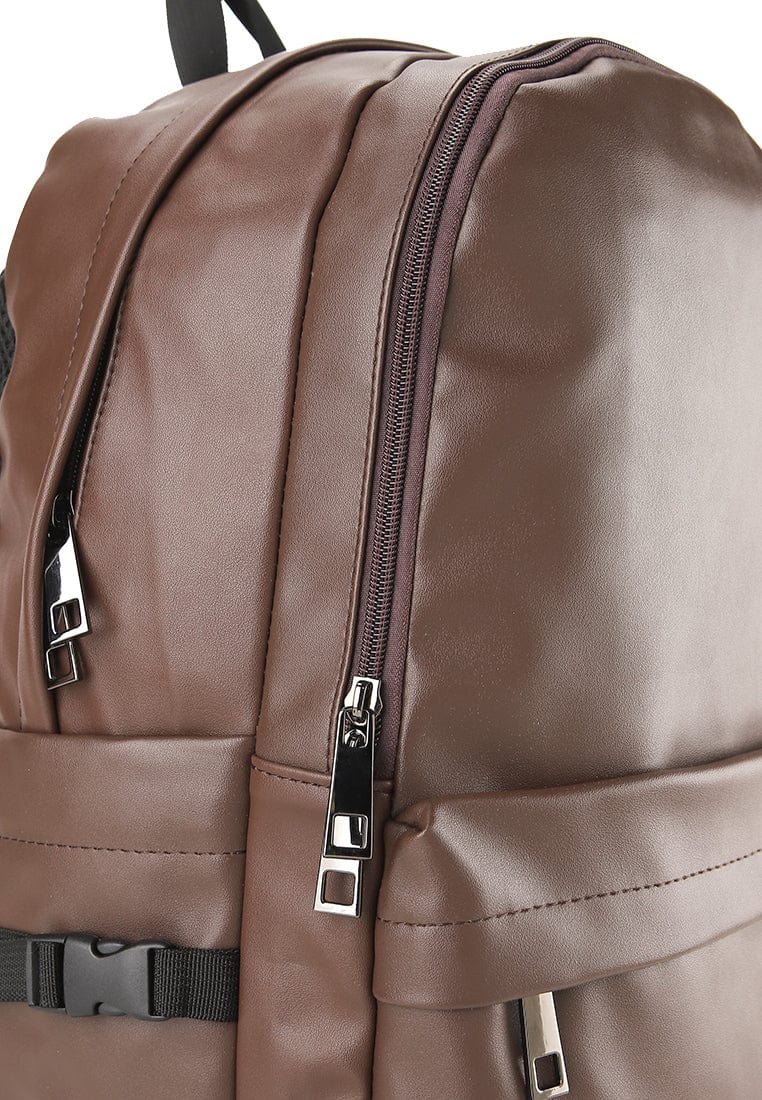 Distressed Leather Cityform Backpack - Dark Brown