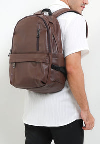 Distressed Leather Cityform Backpack - Dark Brown