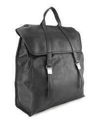 Distressed Leather Atlas Backpack - Black