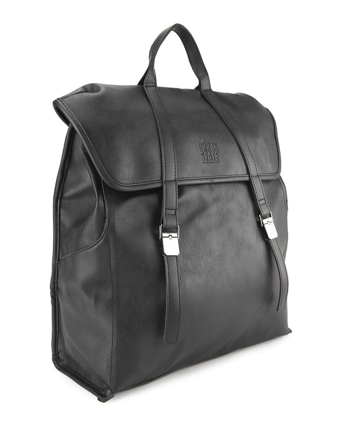 Distressed Leather Atlas Backpack - Black