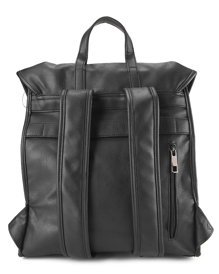 Distressed Leather Atlas Backpack - Black
