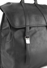 Distressed Leather Atlas Backpack - Black