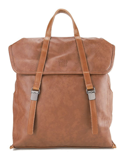 Distressed Leather Atlas Backpack - Camel