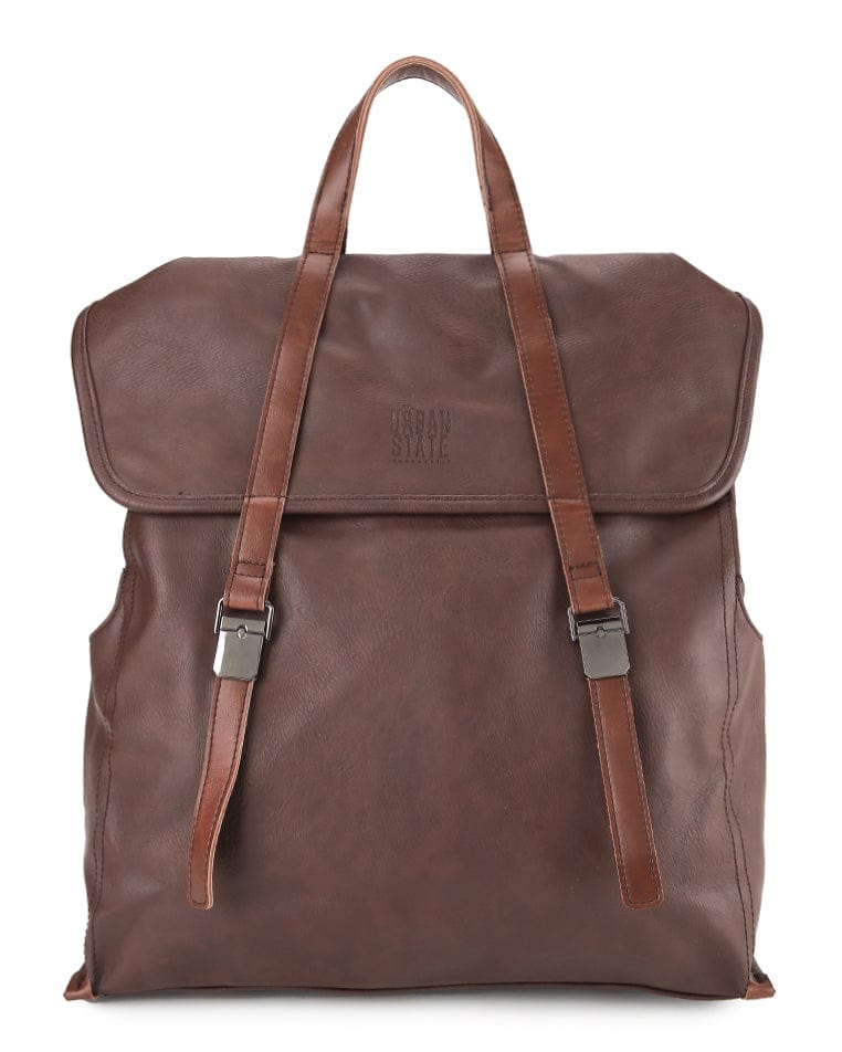 Distressed Leather Atlas Backpack - Dark Brown