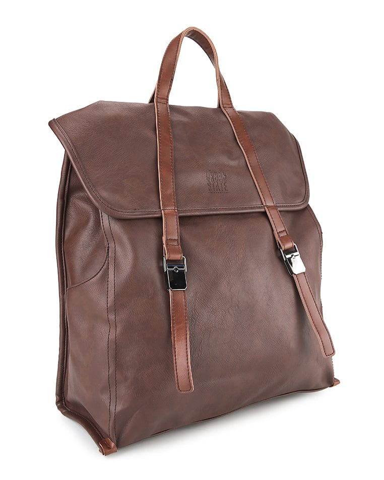 Distressed Leather Atlas Backpack - Dark Brown