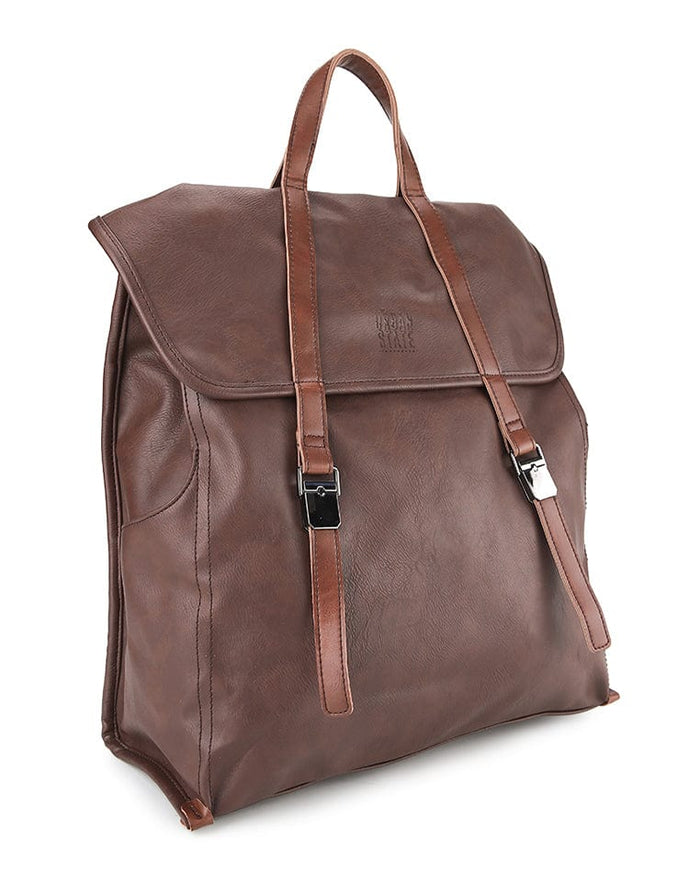 Distressed Leather Atlas Backpack - Dark Brown
