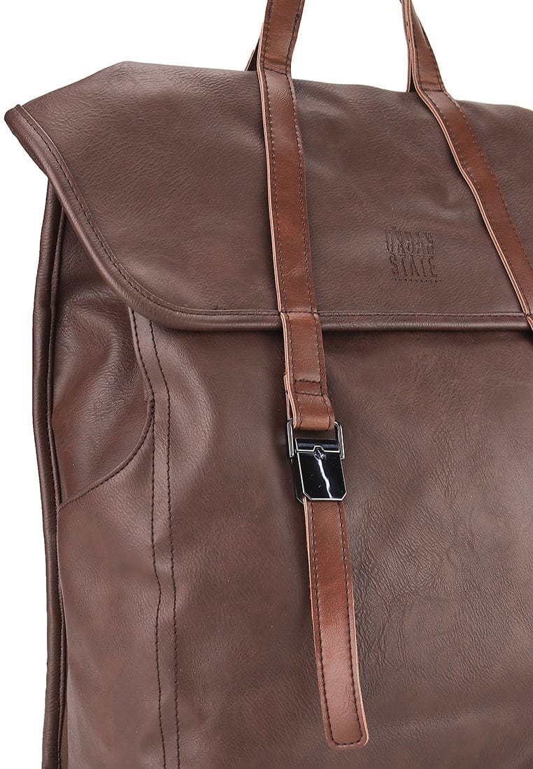 Distressed Leather Atlas Backpack - Dark Brown