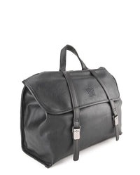Distressed Leather Atlas Convertible Messenger Backpack - Black