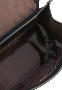 Distressed Leather Atlas Convertible Messenger Backpack - Black