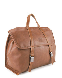 Distressed Leather Atlas Convertible Messenger Backpack - Camel