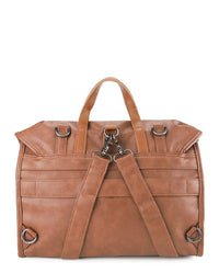 Distressed Leather Atlas Convertible Messenger Backpack - Camel