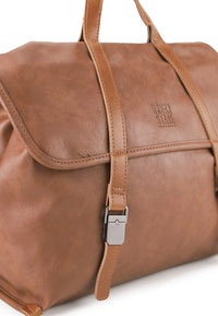 Distressed Leather Atlas Convertible Messenger Backpack - Camel