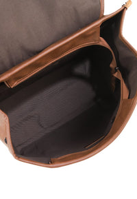 Distressed Leather Atlas Convertible Messenger Backpack - Camel