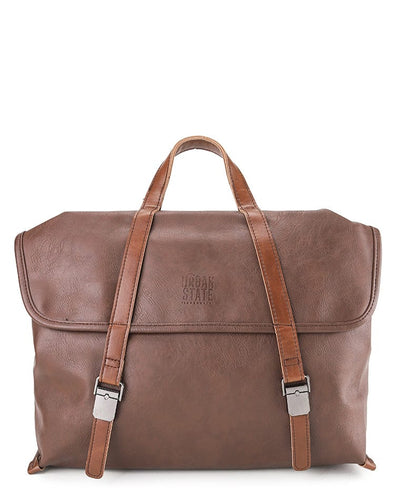 Distressed Leather Atlas Convertible Messenger Backpack - Dark Brown
