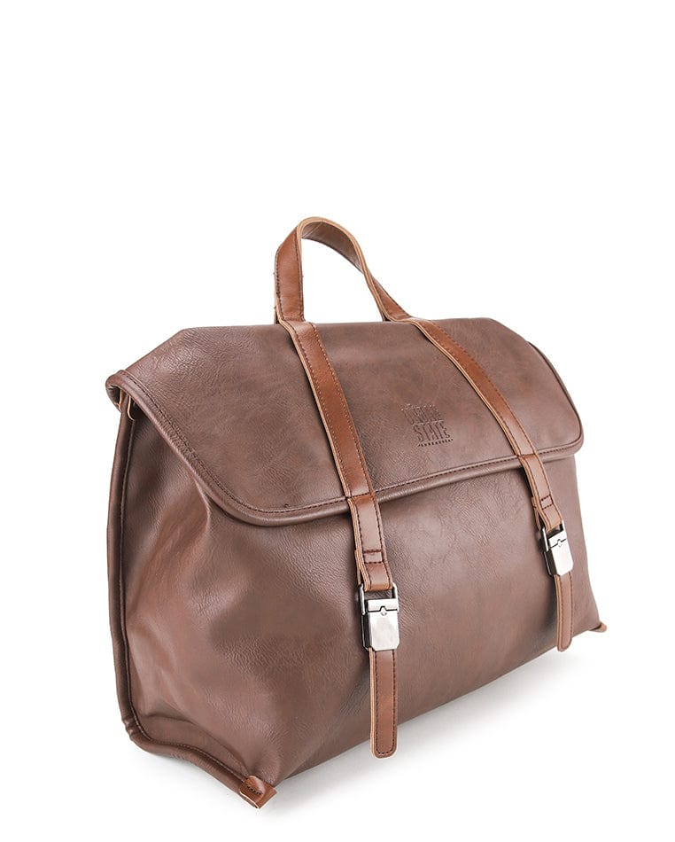 Distressed Leather Atlas Convertible Messenger Backpack - Dark Brown